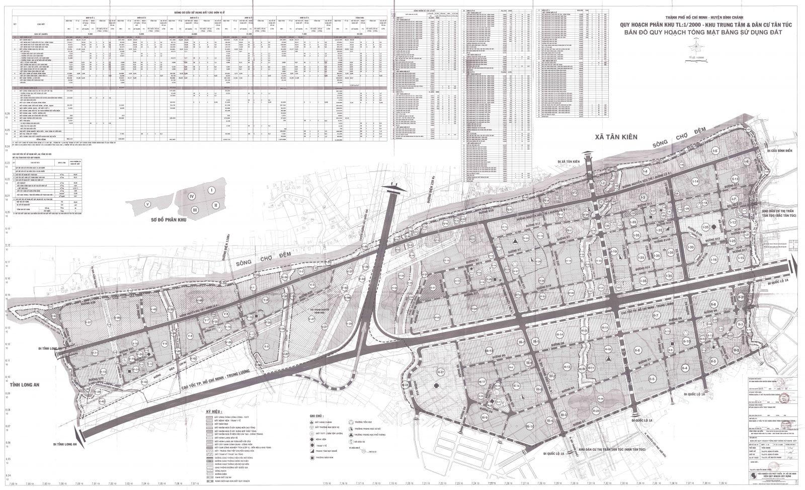 Bản đồ quy hoạch 1/2000 Khu trung tâm và dân cư Tân Túc, Huyện Bình Chánh