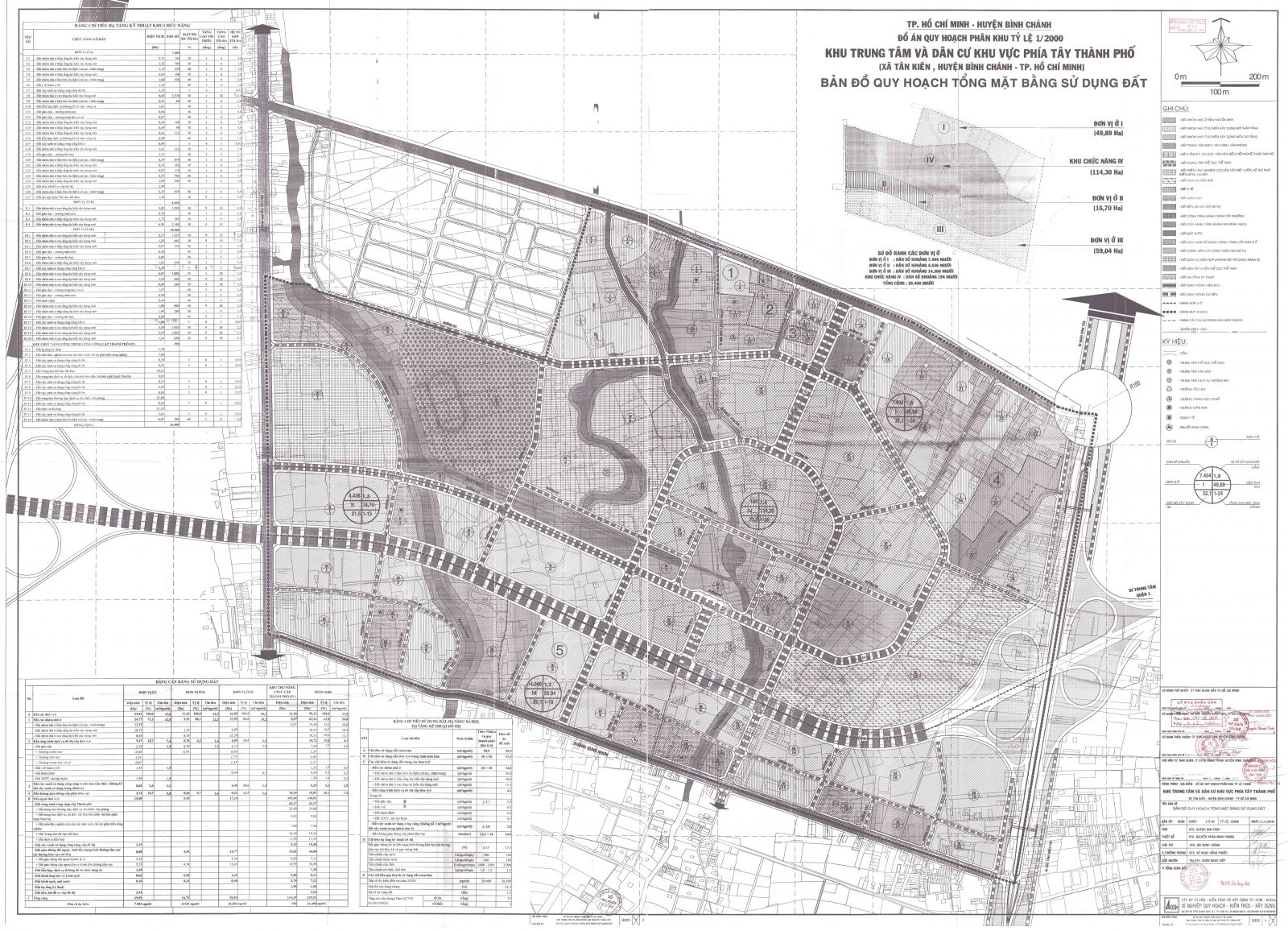 Bản đồ quy hoạch 1/2000 Khu trung tâm và dân cư khu vực phía Tây Thành phố, xã Tân Kiên, huyện Bình Chánh, Huyện Bình Chánh