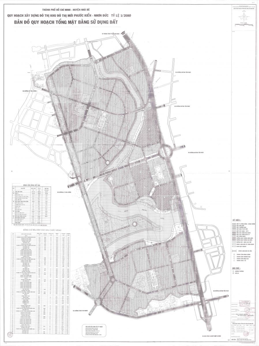 Bản đồ quy hoạch 1/2000 Khu đô thị mới Phước Kiển – Nhơn Đức, Huyện Nhà Bè