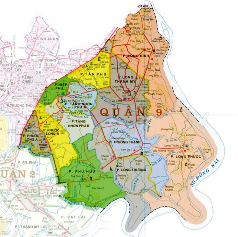 Bản đồ các phường quận 9